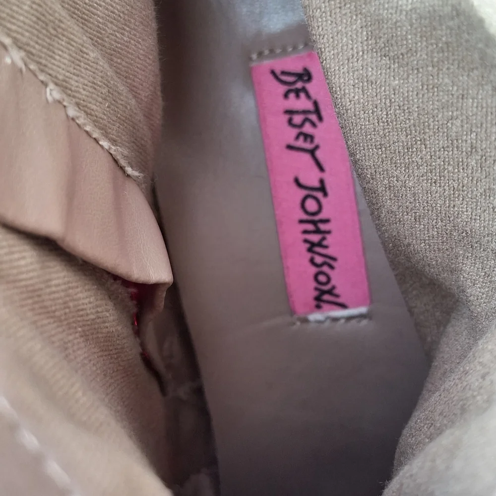 Betsey Johnson Fuchsia Velvet Ankle Boots with Gold Glitter Block Heels - Picture 2 of 7